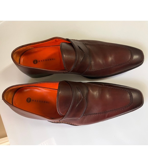 Magnanni Mens Brown Leather Penny Loafers Made in Spain Dress Shoes 9968 Size 9M main image 5